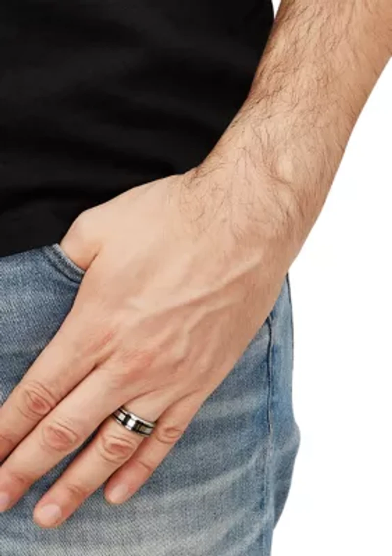 8 Millimeter Gents Band Black Resin Inlay Tungsten