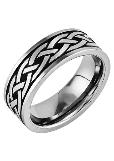 8 Millimeter Gents Band with Celtic Center Tungsten