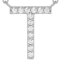 1/10 ct. t.w. Diamond Initial Necklace in Sterling Silver with 18" Cable Chain
