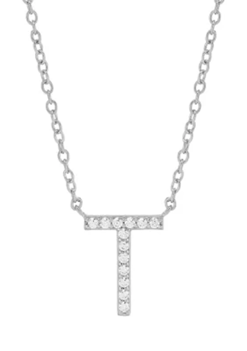 1/10 ct. t.w. Diamond Initial Necklace in Sterling Silver with 18" Cable Chain