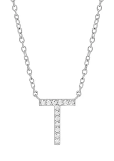 1/10 ct. t.w. Diamond Initial Necklace in Sterling Silver with 18" Cable Chain