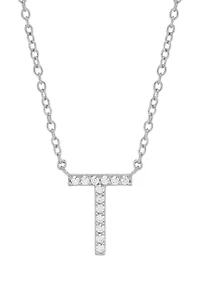 1/10 ct. t.w. Diamond Initial Necklace in Sterling Silver with 18" Cable Chain