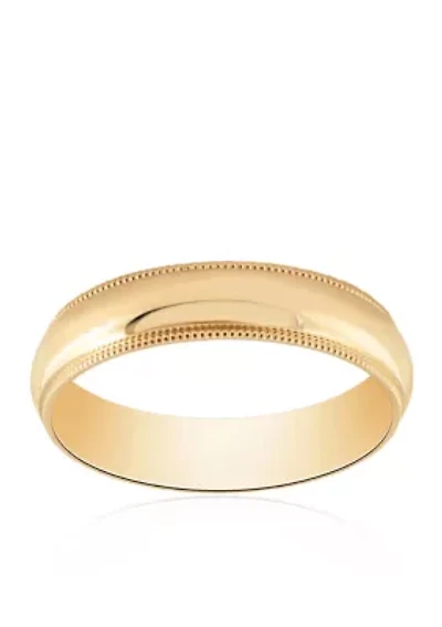 Polished Comfort Fit Milgrain Ring 10k Yellow Gold