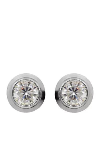 Created White Sapphire Bezel Earrings