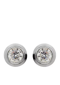 Created White Sapphire Bezel Earrings