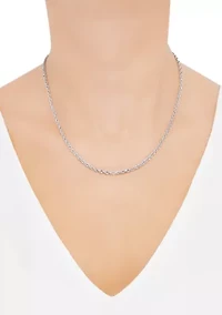 Sterling Silver Glitter Rope Necklace 