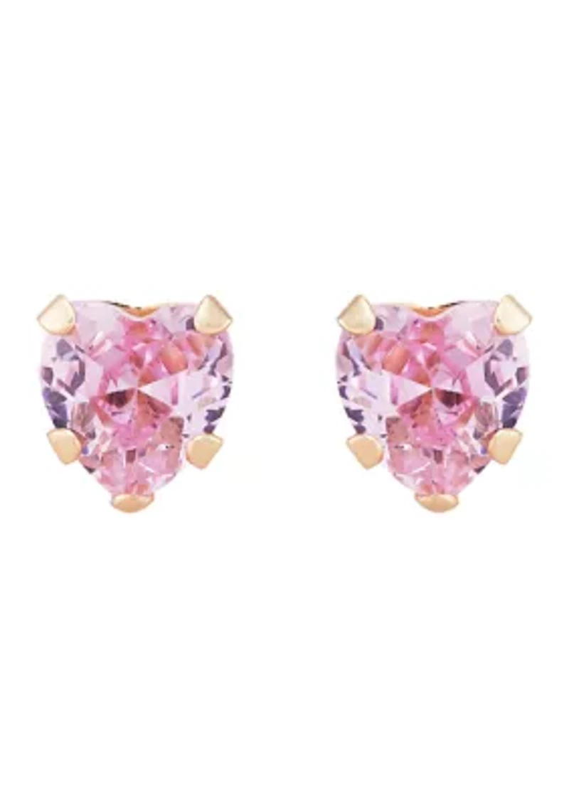Cubic Zirconia Baby Stud Earrings 14K Yellow Gold