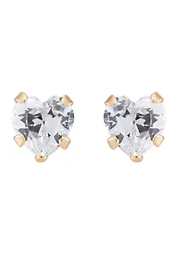 Cubic Zirconia Baby Stud Earrings 14K Yellow Gold