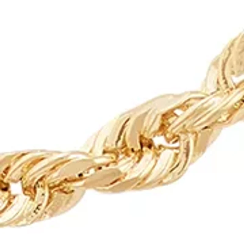 Heavy Hollow Glitter Ice Rope Chain Necklace in 10K Yellow Gold