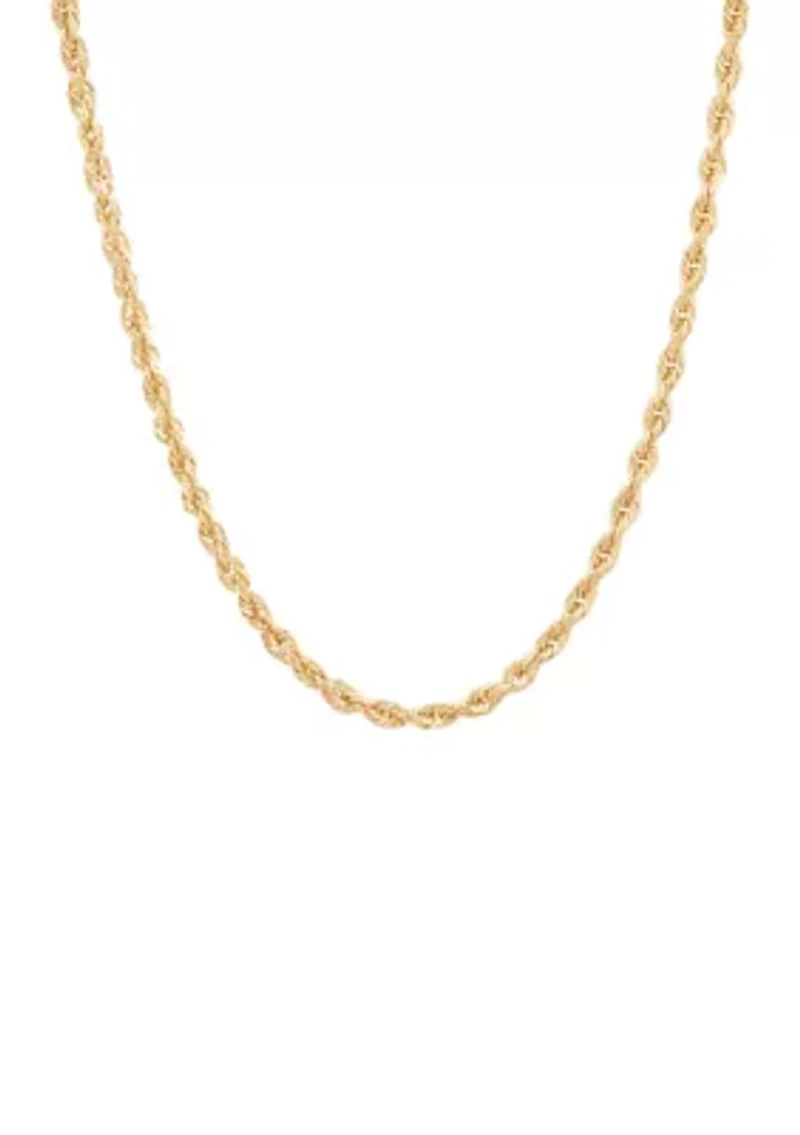 Heavy Hollow Glitter Ice Rope Chain Necklace in 10K Yellow Gold