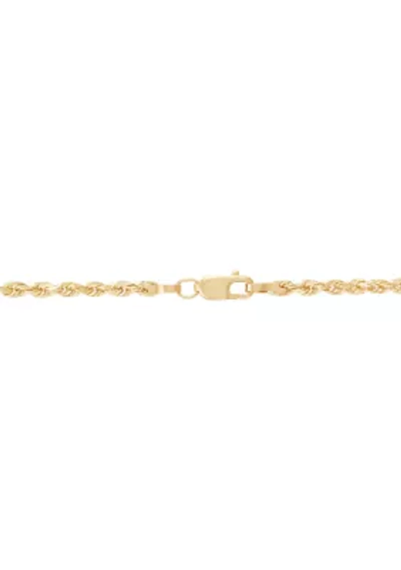 Heavy Hollow Glitter Ice Rope Chain Necklace in 10K Yellow Gold