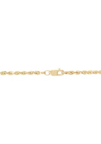 Heavy Hollow Glitter Ice Rope Chain Necklace in 10K Yellow Gold