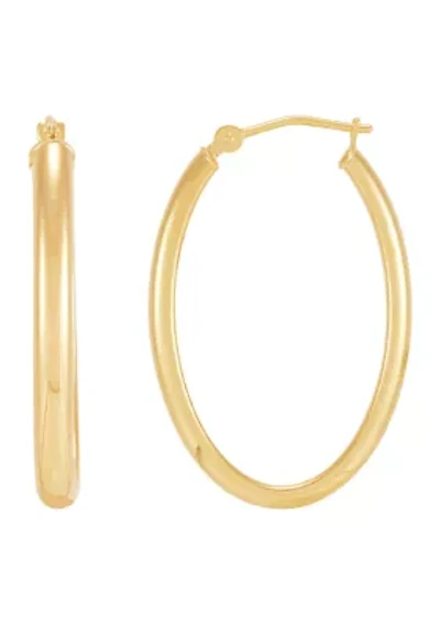 Oval Tube Hoop Earrings in 14K Yellow Gold