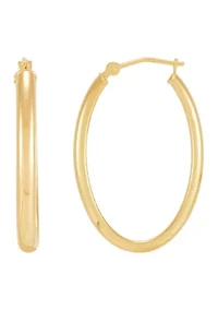 Oval Tube Hoop Earrings in 14K Yellow Gold