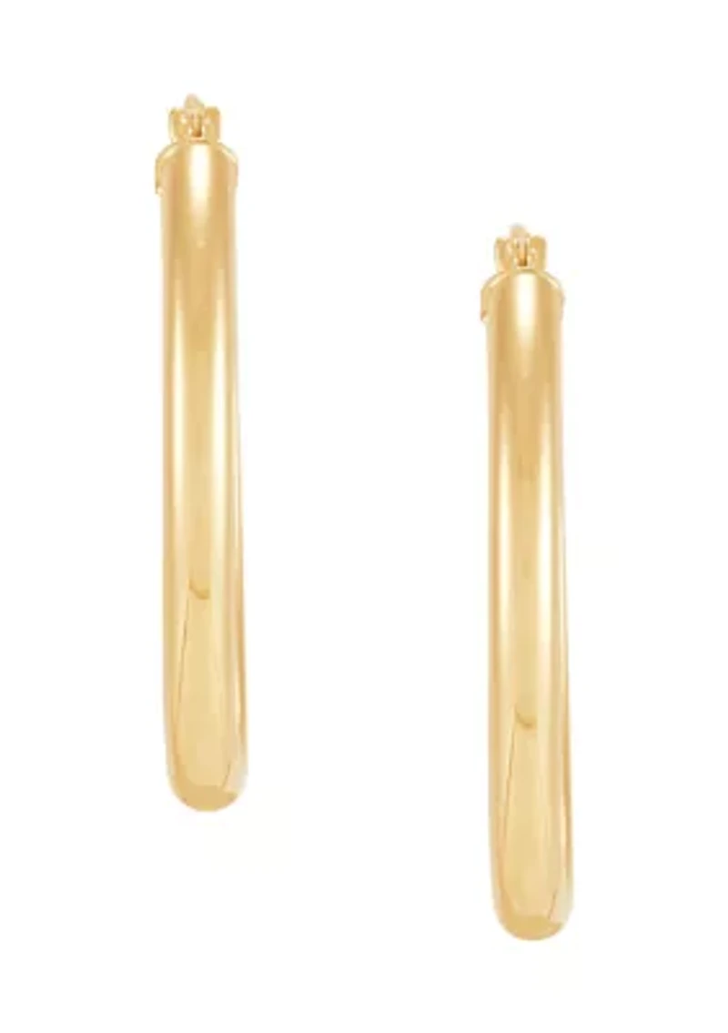 Oval Tube Hoop Earrings in 14K Yellow Gold