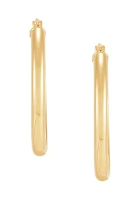 Oval Tube Hoop Earrings in 14K Yellow Gold