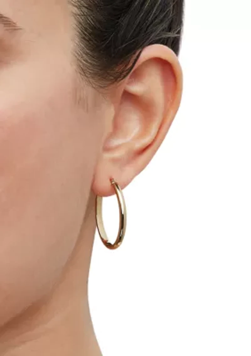 Oval Tube Hoop Earrings in 14K Yellow Gold