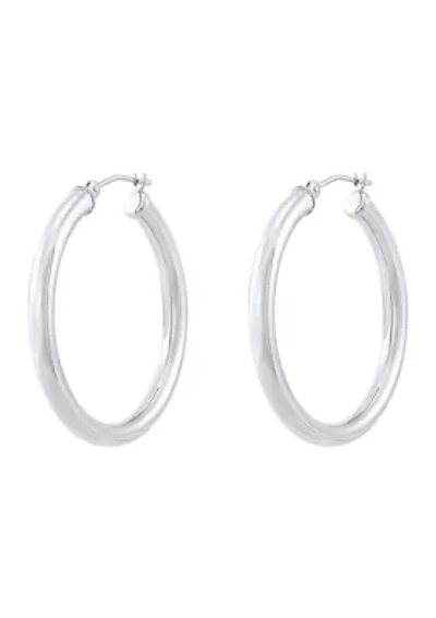 Tube Hoop Earrings in 14K White Gold