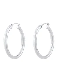 Tube Hoop Earrings in 14K White Gold