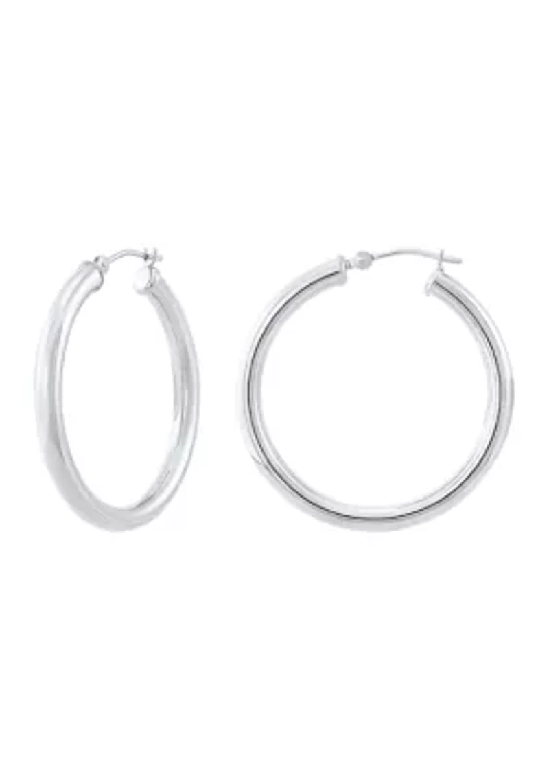Tube Hoop Earrings in 14K White Gold