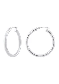 Tube Hoop Earrings in 14K White Gold