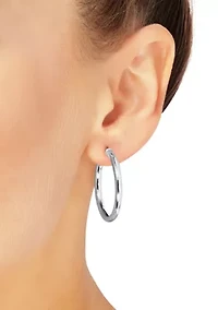 Tube Hoop Earrings in 14K White Gold