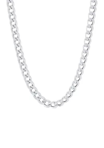 Heavy Hollow Curb Chain in 10K White Gold