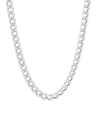 Heavy Hollow Curb Chain in 10K White Gold