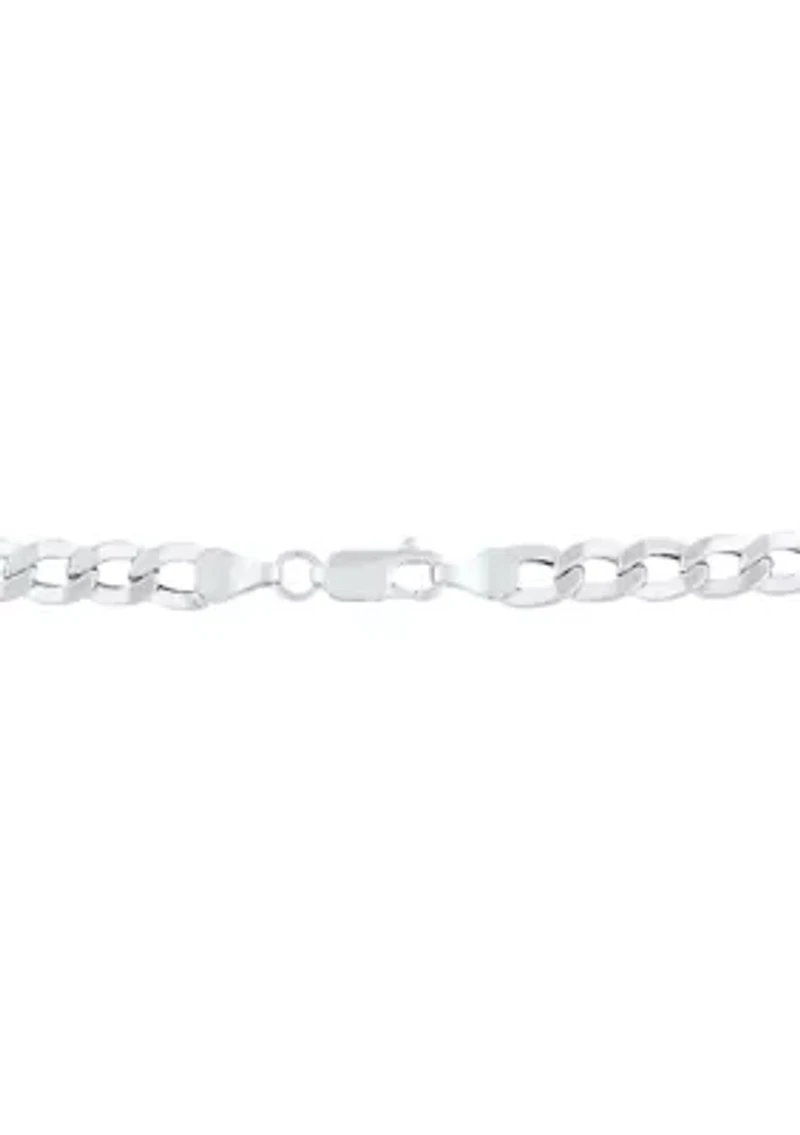 Heavy Hollow Curb Chain in 10K White Gold