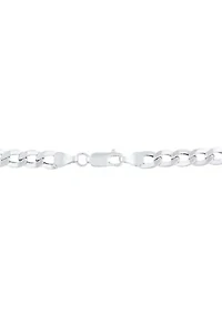Heavy Hollow Curb Chain in 10K White Gold