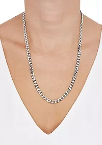 Heavy Hollow Curb Chain in 10K White Gold