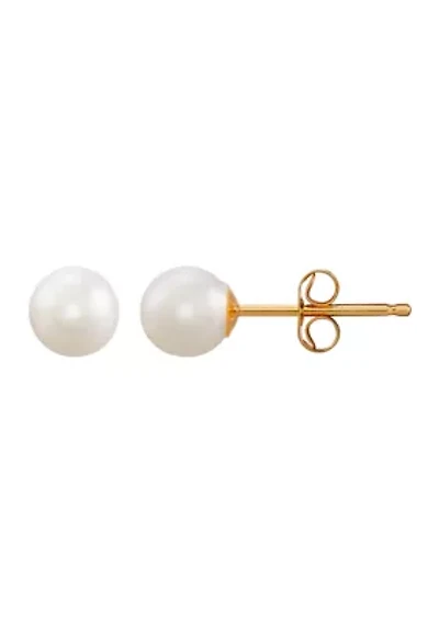 2 ct. t.w. Freshwater Pearl Earrings in 14K Yellow Gold