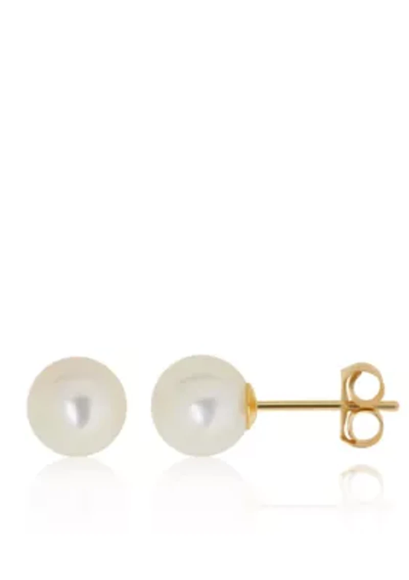 Freshwater Pearl Earrings in 14k Yellow Gold