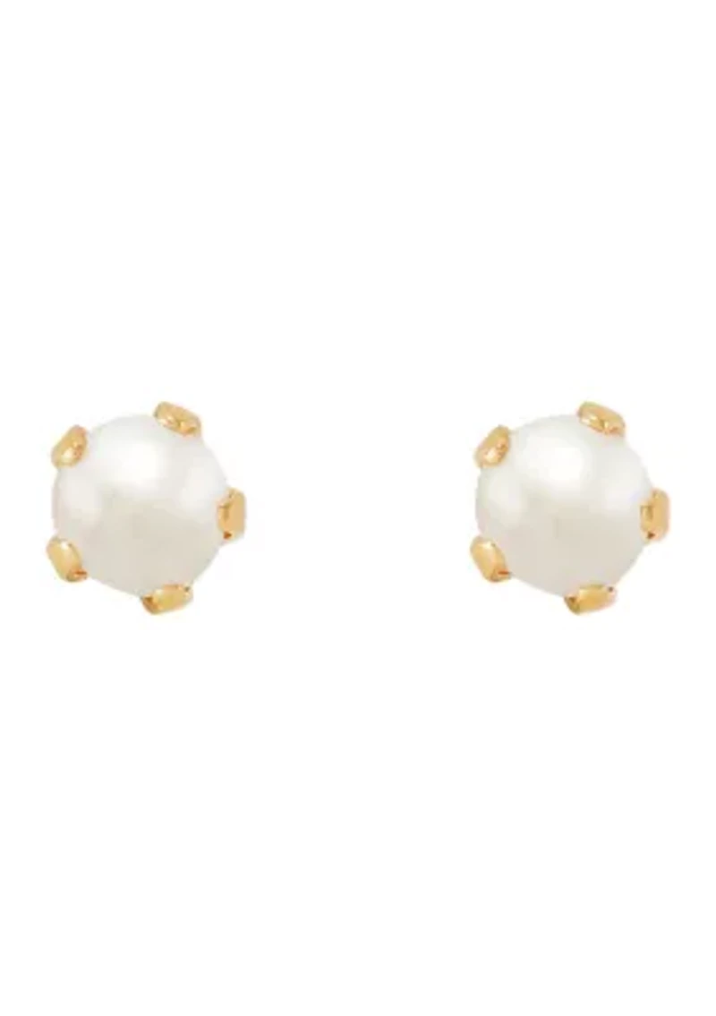 Pearl Stud Earrings in 14K Yellow Gold
