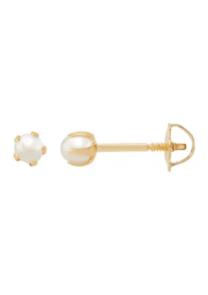 Pearl Stud Earrings in 14K Yellow Gold