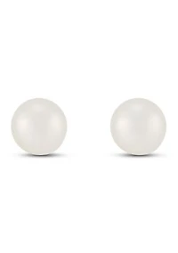 Girls Pearl Earrings in 14K Yellow Gold