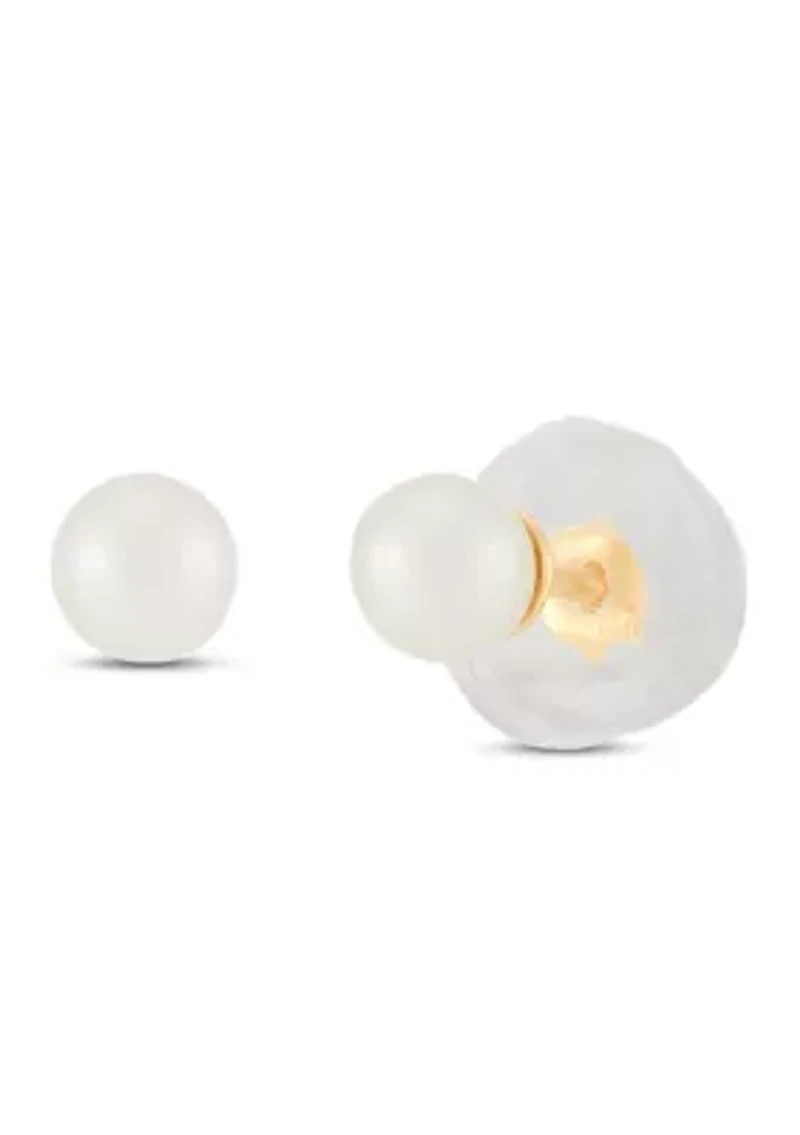 Girls Pearl Earrings in 14K Yellow Gold