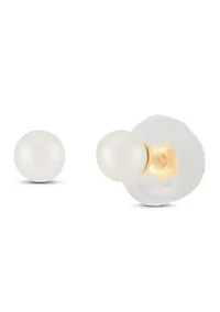 Girls Pearl Earrings in 14K Yellow Gold