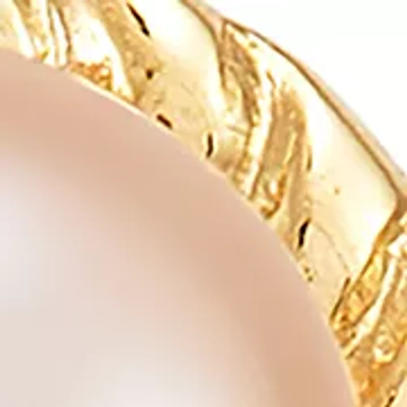 Pink Button Pearl Kid Earrings in 14K Yellow Gold