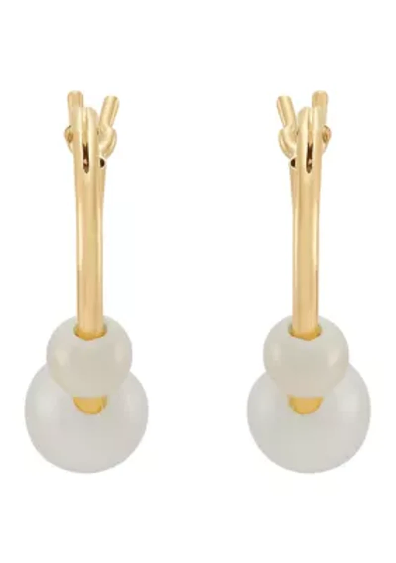 Pearl Hoop Earrings in 14K Yellow Gold