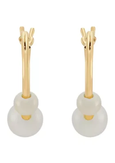 Pearl Hoop Earrings in 14K Yellow Gold