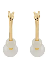 Pearl Hoop Earrings in 14K Yellow Gold