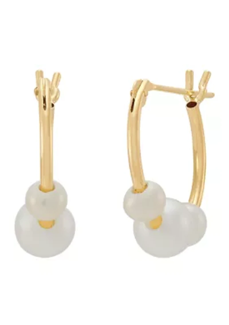 Pearl Hoop Earrings in 14K Yellow Gold
