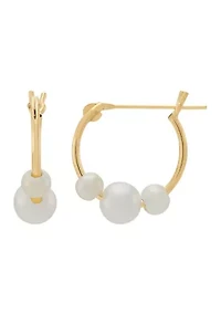 Pearl Hoop Earrings in 14K Yellow Gold
