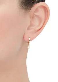 Pearl Huggies Earrings in 14K Yellow Gold