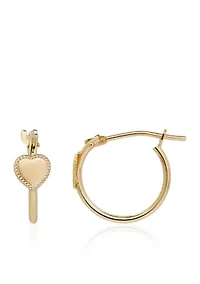 Kids Heart Hoop Earrings in 14k Yellow Gold