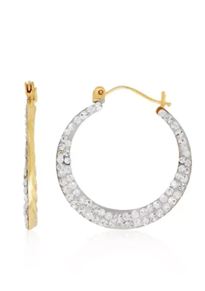 Crystal Hoop Earrings in 14K Yellow Gold