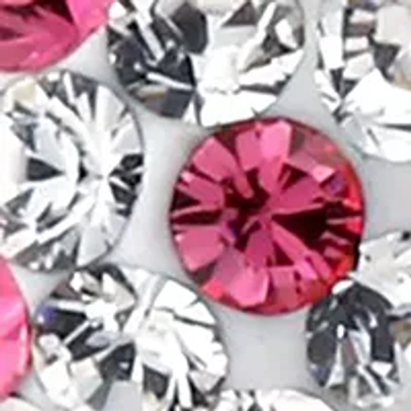 Kids Pink and White Crystal Stud Earrings in 14K Yellow Gold