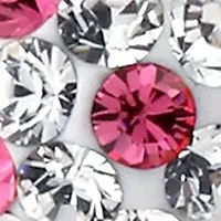 Kids Pink and White Crystal Stud Earrings in 14K Yellow Gold