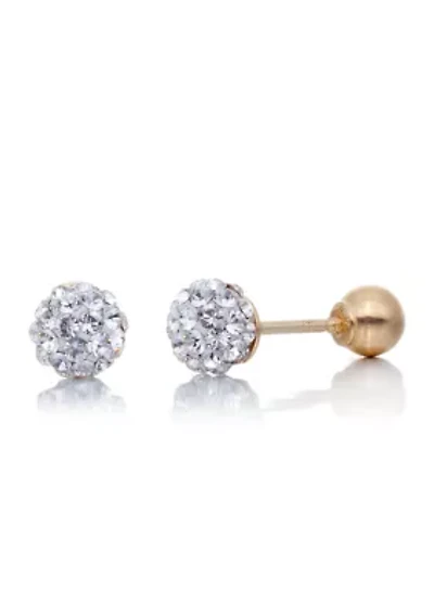 Crystal Ball Baby Earrings 14K Yellow Gold